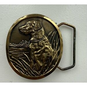 VTG 1977 Indiana Metal Craft Labrador Retriever Dog Belt Buckle S97 SOLID BRONZE